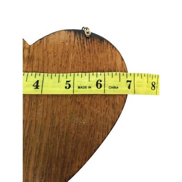 Vintage Wooden Heart Green Roses Key Hook 7" Wide x 6 3/4" High Cottagecore - Picture 5 of 6